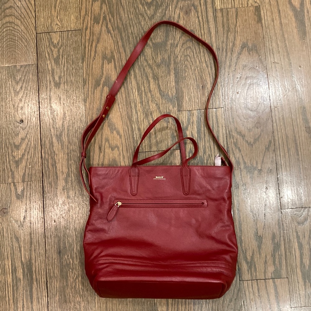 Vintage Bally red leather tote / handbag